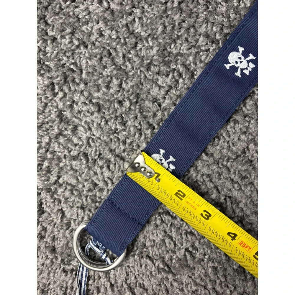 Vineyard Vines Mens Skull Icon D-Ring Belt Deep Bay Navy Blue 1B000090-976 Sz M